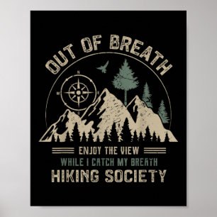 Out Of Breath Mountain Hiking Society Outdoor Camp Poster