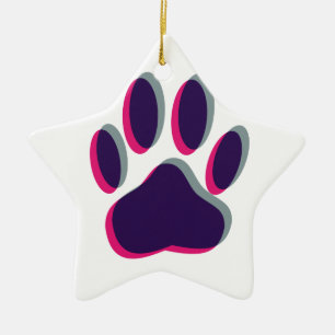 Out of Focus Dog Paw Print Ceramic Tree Decoration