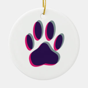 Out of Focus Dog Paw Print Ceramic Tree Decoration