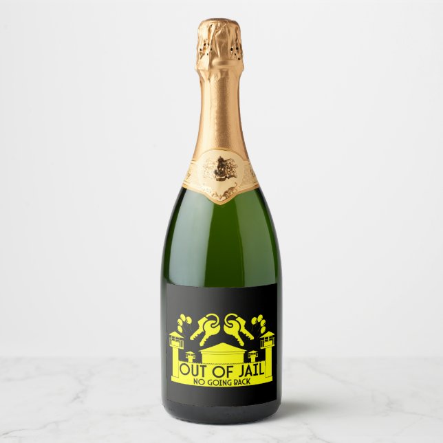 Out Of Jail Prison Release Gift Sparkling Wine Label (Front)