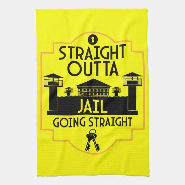 Out Of Jail Prison Release Gift  Tea Towel (Vertical)