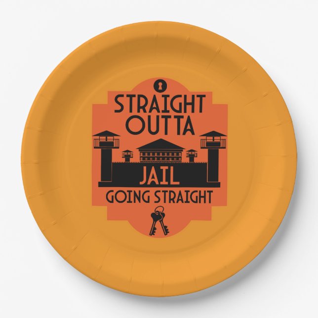 Out Of Jail Prison Release Gift Two-Tone Coffee Mu Paper Plate (Front)