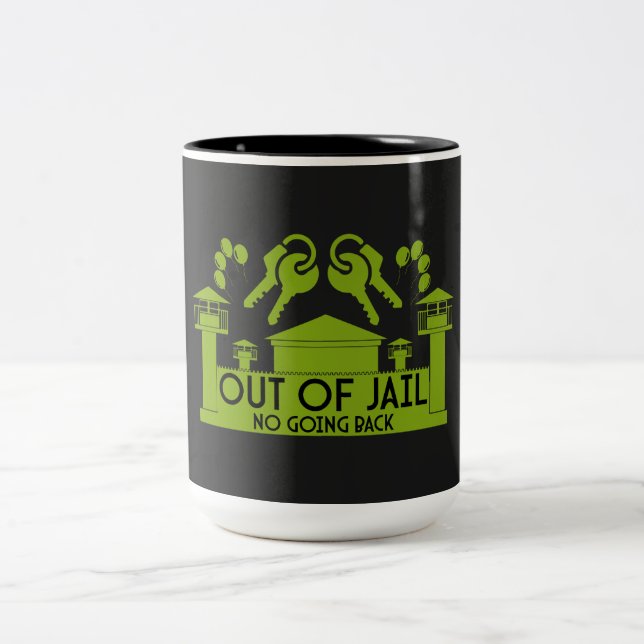 Out Of Jail Prison Release Gift Two-Tone Coffee Mug (Center)