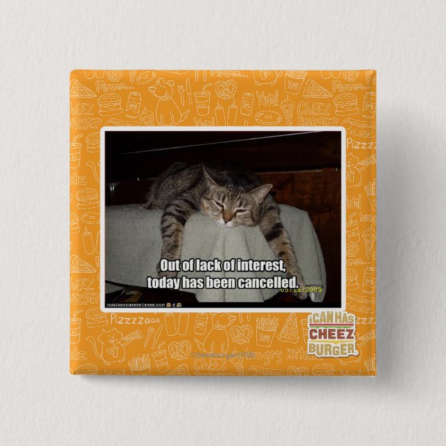 Out of lack of interest 15 cm square badge (Front)