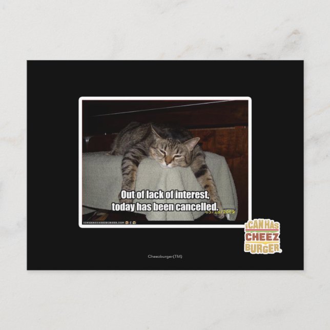 Out of lack of interest postcard (Front)