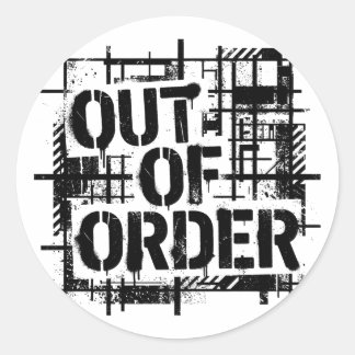 Out of Order Brutalist Industrial Typography Sweat Classic Round Sticker