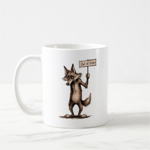 Out of Order Funny Grumpy Coyote Cartoon Coffee Mug