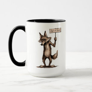 Out of Order Funny Grumpy Coyote Cartoon Mug