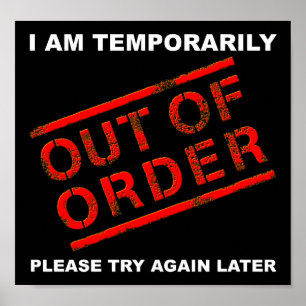 Out of Order Funny Poster blk