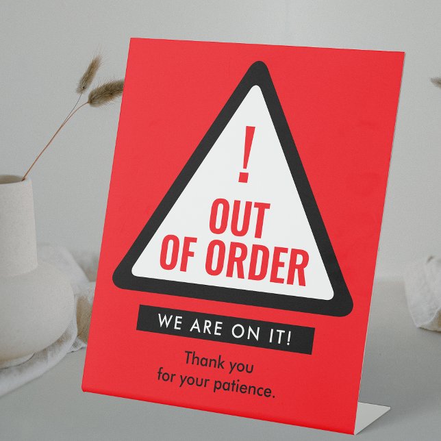 Out Of Order Laundromat Warning Red & Black Pedestal Sign (Creator Uploaded)