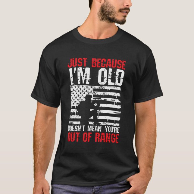 Out Of Range Riffle Self Defence Retirement T-Shirt (Front)