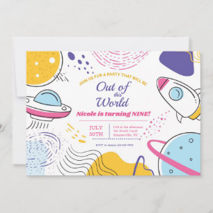 Out of Space Adventure Birthday Party Invitation