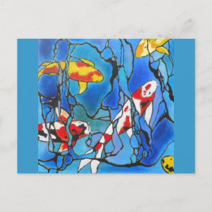 "Out Of The Blue" Koi Fish Art Painting! Postcard