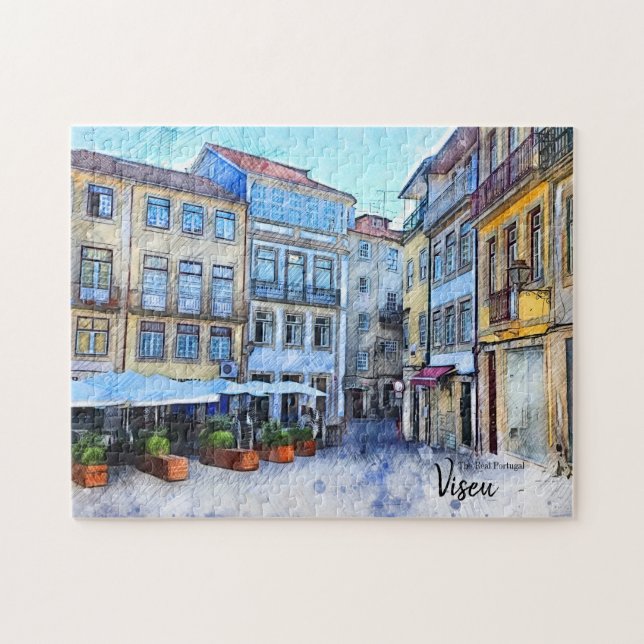 Out of the way Cafe Viseu Portugal Postcard Jigsaw Puzzle (Horizontal)