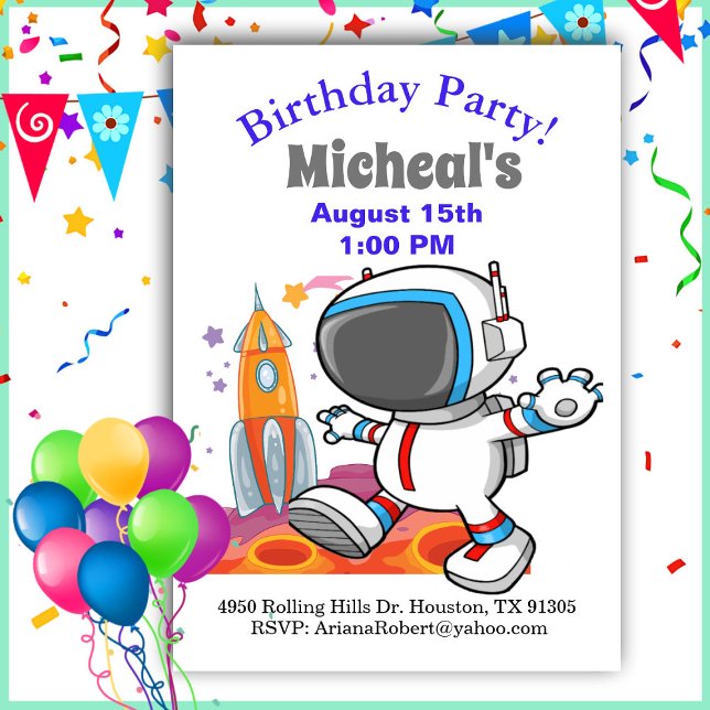 Out Of This World Astronaut Boy Birthday  Invitation (Creator Uploaded)