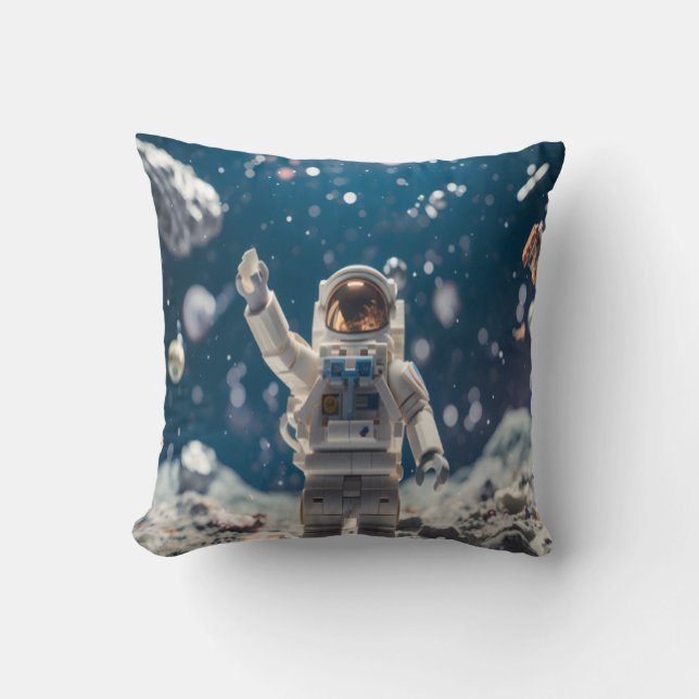Out of This World Astronaut in Space Throw Pillow (Front)