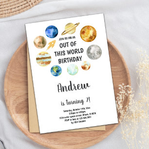 Out of This World birthday invitation, outer space Invitation