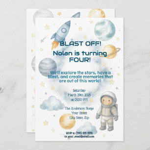Out of This World Cosmic   Space Party - Birthday  Invitation
