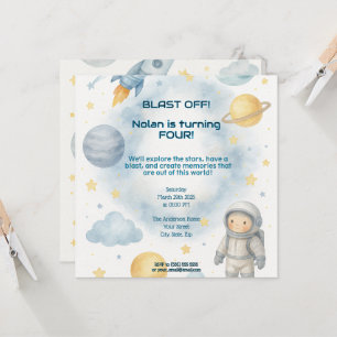 Out of This World Cosmic   Space Party - Birthday  Invitation