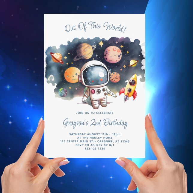 Out Of This World Outerspace 2nd Birthday Invitation (Creator Uploaded)