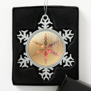 Out of this World Snowflake with Gold Pewter Christmas Ornament