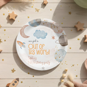 Out of this world space adventure kids birthday paper plate