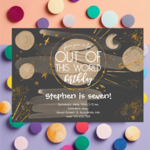 Out of this world space birthday Invitation