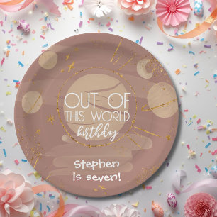 Out of this world space birthday paper plate