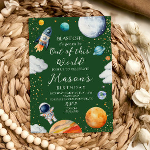 Out of This World Space Birthday Party Invitation