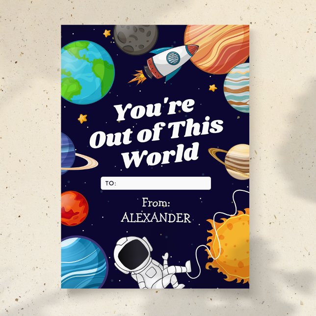 Out Of This World Space Kids Valentine Day Card (Creator Uploaded)