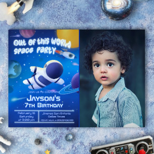 Out of this World Space Party with Photo Invitation
