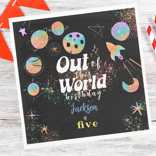 Out of this world space rocket adventure birthday napkin (Creator Uploaded)