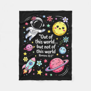 Out Of This World Spaceship Planet Galaxy Christia Fleece Blanket