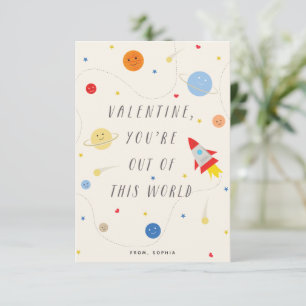 Out of this world Valentine's day Card yellow