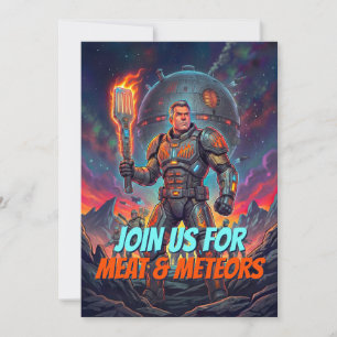 Out Of This World Vintage Space Alien Summer Party Invitation