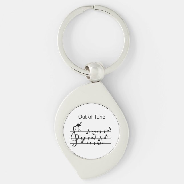 Out of Tune Flamingo joining songbirds Key Ring (Front)