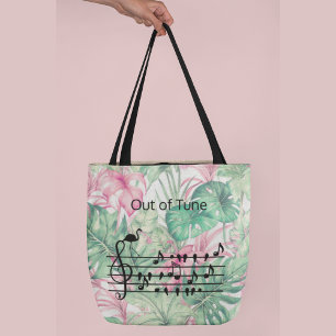 Out of Tune Flamingo joining songbirds Tote Bag