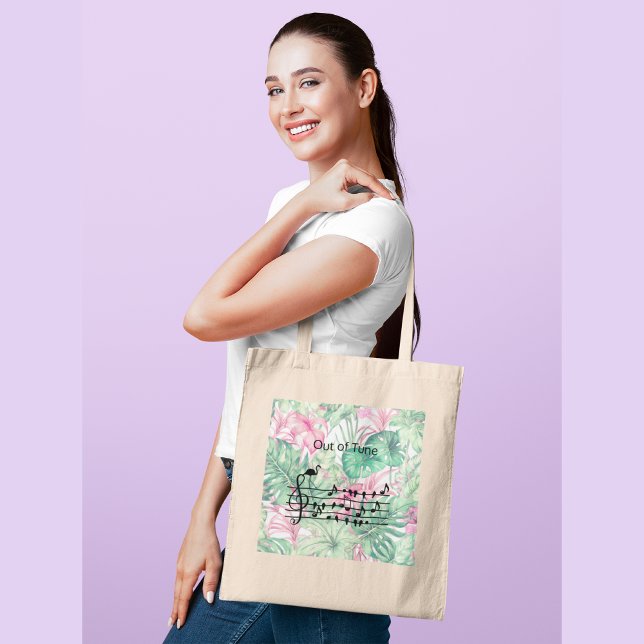Out of Tune Flamingo joining songbirds Tote Bag (Creator Uploaded)