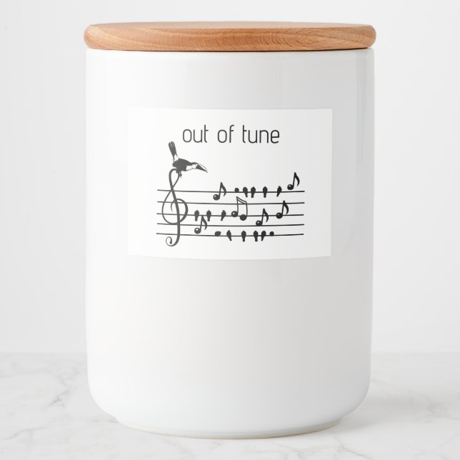 Out of Tune, toucan joining songbirds   Food Label (Front)