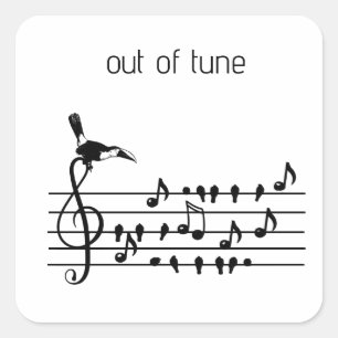 Out of Tune, toucan joining songbirds   Square Sticker