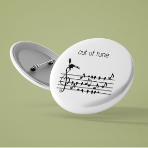 Out of Tune, Toucan & Songbirds Musical Staff 6 Cm Round Badge