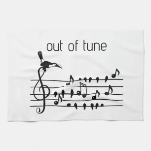 Out of Tune, Toucan & Songbirds Musical Staff Tea Towel
