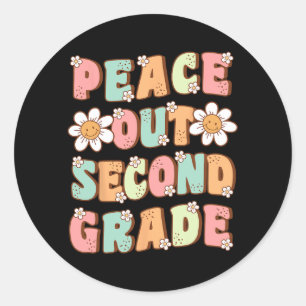 Out Second Grade Cute Groovy Last Day Of 2nd Grade Classic Round Sticker