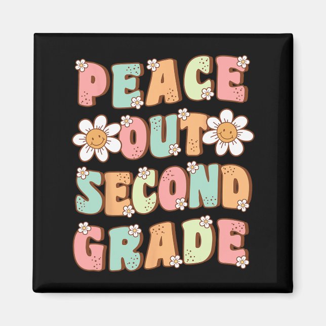 Out Second Grade Cute Groovy Last Day Of 2nd Grade Magnet (Front)