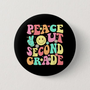 Out Second Grade Groovy 2nd Grade Last Day Of Scho 6 Cm Round Badge