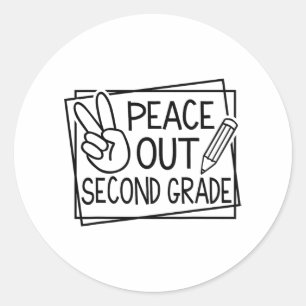 Out Second Grade Last Day Of School Summer Break  Classic Round Sticker