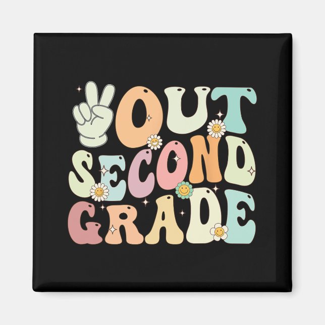 Out Second Grade Retro Groovy Last Day Of School 2 Magnet (Front)