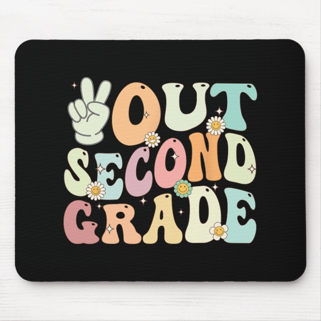 Out Second Grade Retro Groovy Last Day Of School 2 Mouse Pad (Front)