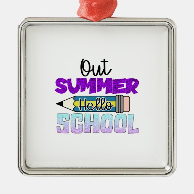 Out Summer Hello School Metal Tree Decoration (Front)