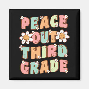 Out Third Grade Cute Groovy Last Day Of 3rd Grade Magnet